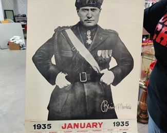 Benito Mussolini 1935 Calendar-Utica Origin-Minty Condition-Large  RARE & WONDERFUL