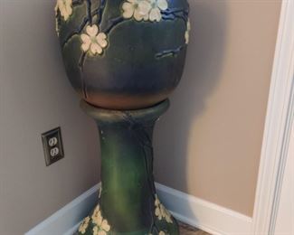 WOW!  Huge ROSEVILLE Dogwood Jardinere and Matching Pedestal!   So hard to find these now!