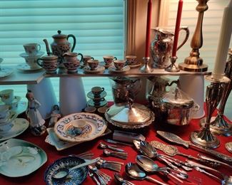 Silverplate and ornate serving pieces