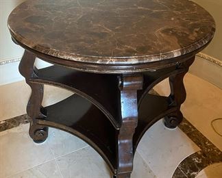 Marble Top Mahogany Two Tier Receiving Table