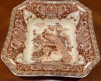 Ceramic Peacock Design Square Bowl
