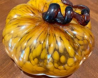 Handblown Spotted Pumpkin Figurine
