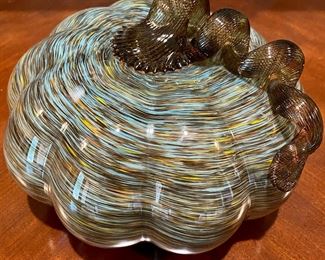 Handblown Glass Swirl Pumpkin Figurine