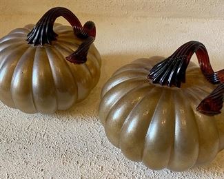 Handblown Frosted Gold Pumpkins