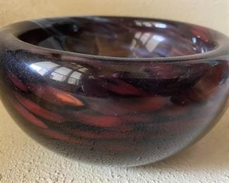 Handblown Plum Colored Glass Bowl