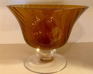 Amber Glass Pedestal Vase