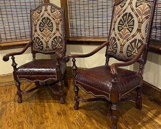 Louis XIV Style Arm Chair Pair from The Arrangemet