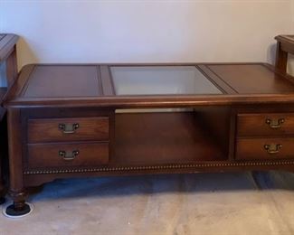 Bassett Coffee Table and Bassett End Table Pair TONS OF STORAGE VERY DEEP