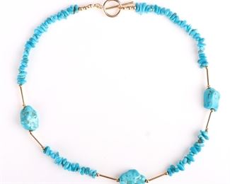 Turquoise 14k gold necklace