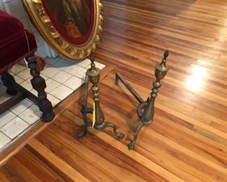 Brass fire dogs 19 in tall