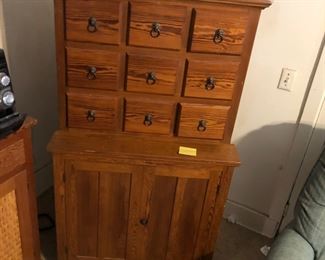 Pine storage unit with 9 drawers  42x20 deepx69 high