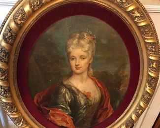 Portrait of Michelle Dubois in large oval frame. 38x32”