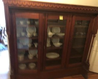 Large display cabinet. Glass front. 81 wide x 77 tall x 24 deep. All one piece!
Regal china made in Japan. 12 place settings