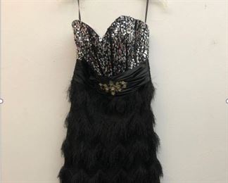 Black Silver Sequin Frill