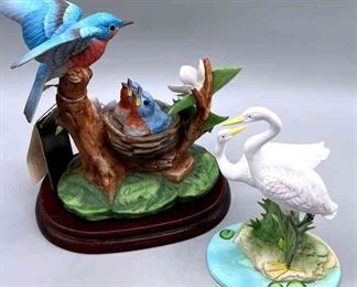 Bluebird Family Double White Heron By Andrea