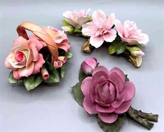 Trio Of Capodimonte Flowers