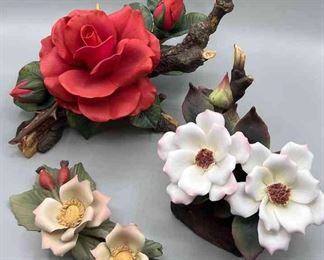 Trio Of Porcelain Flowers
