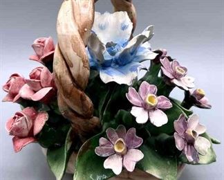 Vintage Capodimonte Italian Floral Basket