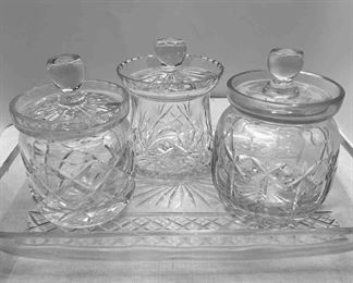 Crystal Tray And Compote Containers 