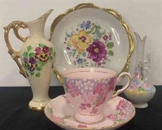 Gilded Mismatch Floral Tea Set