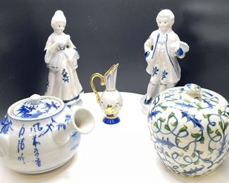 Miniature Limoges Vase, Chinese Ginger Jar And Tea