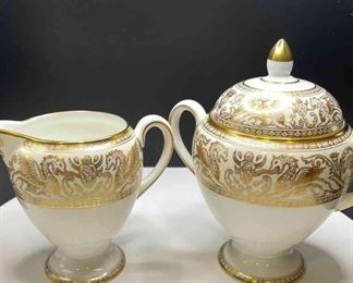 Wedgewood Florentine Gold Sugar And Creamer
