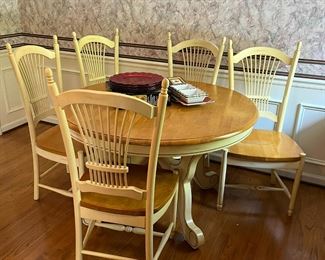 #5	Round to Oval Pedestal Table w/leaf storage inside w/6 chairs - 48-65x48x30	 $200.00 																																																																																																																																																																																																																																																																																																																																																																																																																																																																																																																																																																																																																																																																																																																																																																																																																																																																																																																																																