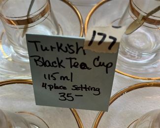 #177	Turkish Black Tea Cup Saucer & teaspoon - 4 sets	 $35.00 																																																																																																																																																																																																																																																																																																																																																																																																																																																																																																																																																																																																																																																																																																																																																																																																																																																																																																																																																																										