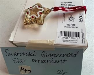 #147	ME	Swarovski Gingerbread Star ornament	 $26.00 																																																																																																																																																																																																																																																																																																																																																																																																																																																																																																																																																																																																																																																																																																																																																																																																																																																																																																																																																																																				