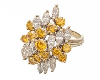 Diamond Marquis Cluster Ring, 3.59cts. Size 4 1/2 7.3g