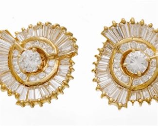 Diamond Earrings .20cts.With Baguette Jackets 8.8g 1 Pair