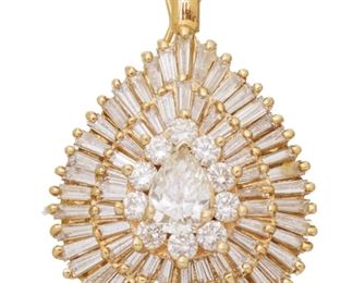 Gold And Diamond Ballerina Pendant H 1" W .7" 8.6g