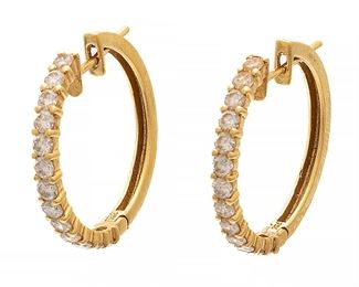 Gold And Diamonds Hoop Earrings 5.9g 1 Pair