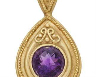 14k Gold And Amethyst Pendant 10.4g