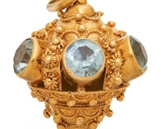 Aquamarine & Gold Charm/pendant, 11.9g