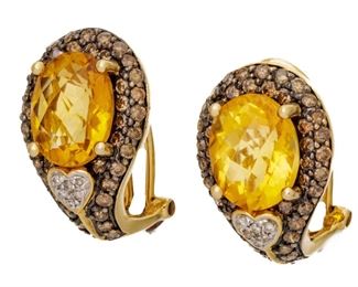 14K Gold And Topaz Earrings 8.5g