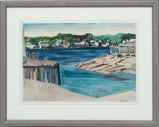 William Zorach (American, 1887-1996) Watercolor On Paper, 1940, Kennebeck River, Bath, Maine, H 15.25" W 21.75"