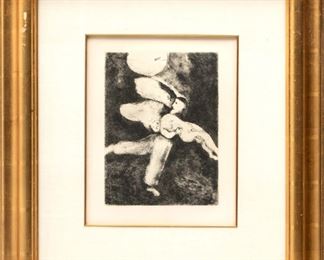 Marc Chagall (French/Russian, 1887-1985) Etching On Paper, Ca. 1956, La Création De L'Homme, H 12" W 8.75"