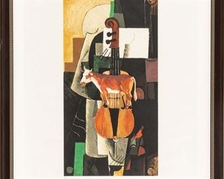 Kazimir Severinovich Malevich (Russian, 1878-1935) Lithograph On Wove Paper, Cow And Viola, H 25" W 13"