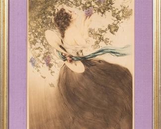 Louis Icart (French, 1888-1950) Etching And Aquatint In Colors On Paper, 1920, Grapes, H 16.1" W 11.2"