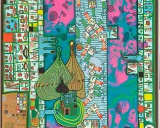 Friedensreich Hundertwasser (AUSTRIAN, 1928-2000) Silkscreen In Colors, 1972, Olympische Spiele Munchen, H 40.75" W 26"
