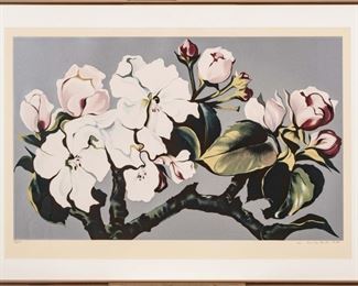 Lowell Nesbitt (American, 1933-1993) Serigraph In Colors On Wove Paper, 1980, Apple Blossom, H 24.5" W 40"