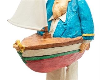 Stephen Hansen (American, B. 1950) Papier Mache Sculpture, Ca. 1976, "Captain", H 56" W 20" Depth 41"