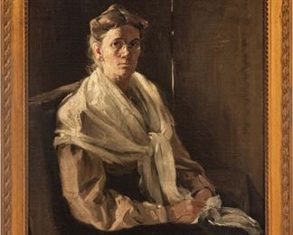 Mathias Alten (American, 1871-1938) Oil On Canvas Portrait Of A Woman, H 35" W 27"