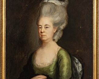 English George III Oil On Canvas, Last Quarter 18th C., Portrait Of Woman, H 31" W 26.5"
