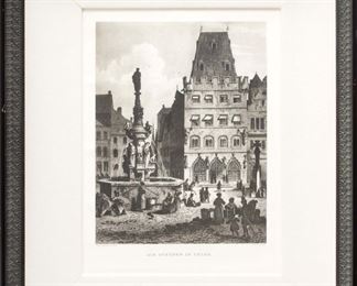 After Ludwig Lang (German, 1834-1919) Steel Engraving By Joseph Maximilian Kolb Ca. 1840, "Die Steuppe In Trier", H 14" W 10"
