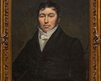 American Oil On Canvas Ca. Early To Mid 19th C., Portrait Of A Gentleman, H 30" W 25"