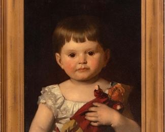 European School Oil On Canvas, 19th C., Portrait Of A Young Girl, H 17.5" W 14"