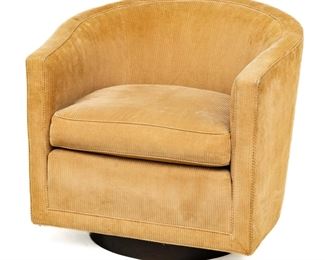 Dunbar Furniture (Berne, Indiana) Corduroy Upholstered Swivel Club Chair, H 27" W 28" Depth 20.5"