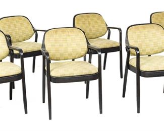 Don Pettit For Knoll International (American) Mid Century Modern Bentwood Chairs Group Of Six H 32" W 22.5" Depth 22"